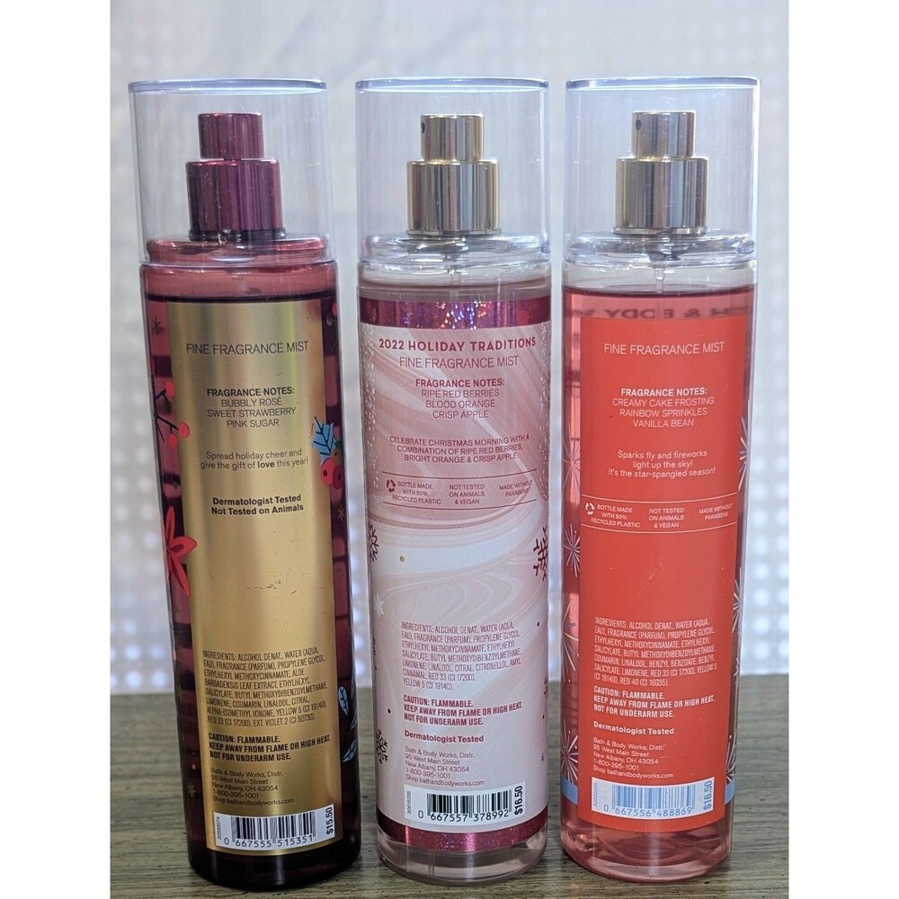 Lot of 3 Bath Body Works Fine Fragrance Mist Love Cotton Candy Champagne Vanilla - Picture 2 of 4